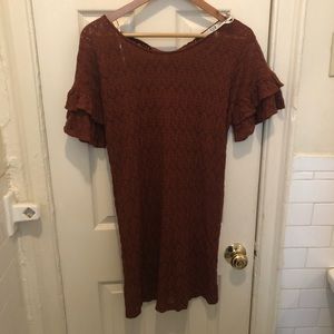 Small knee length mesh shirt-brown